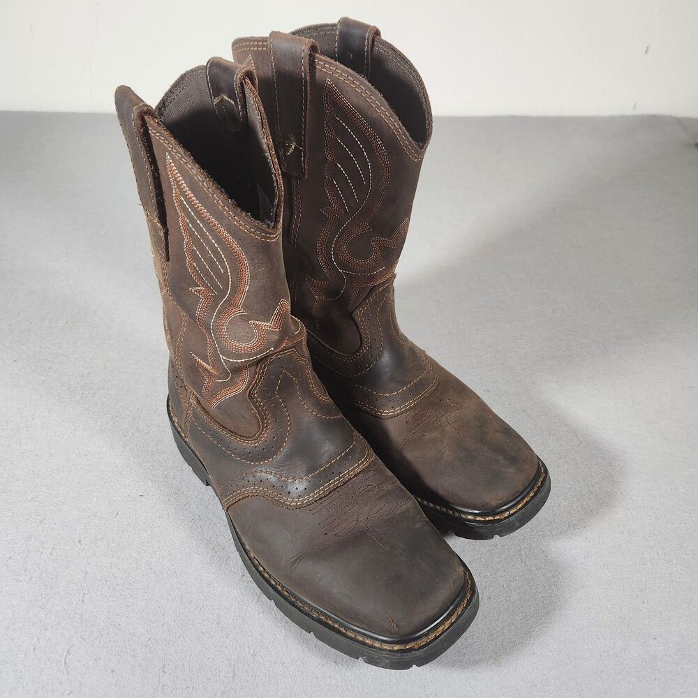 Cody James Western Work Boot Square Toe Waterproof Brown Size 10D